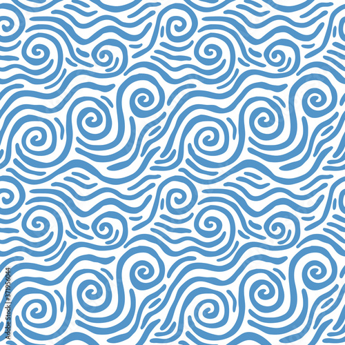 Seamless pattern of swirling waves. Design for backdrops with sea, rivers or water texture. Repeating texture. Figure for textiles. Surface design.