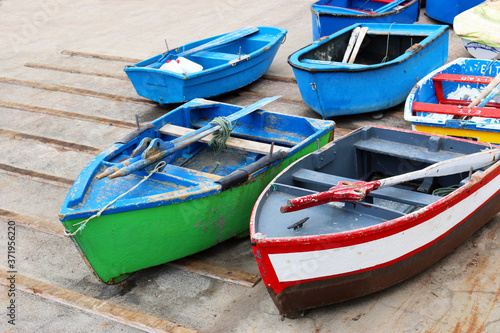 Colourful boats in the fishermen harbour at Câmara de Lobos, Madeira, Portugal, Island