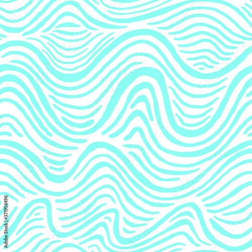 Seamless pattern with blue waves. Design for backdrops with sea, rivers or water texture. Repeating texture. Figure for textiles. Print for the cover of the book, postcards, t-shirts. Surface design.