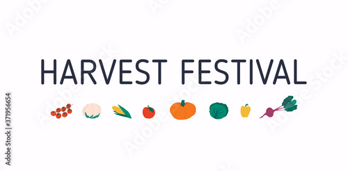 Harvest Festival banner with autumn vegetables. Harvest fest poster design.