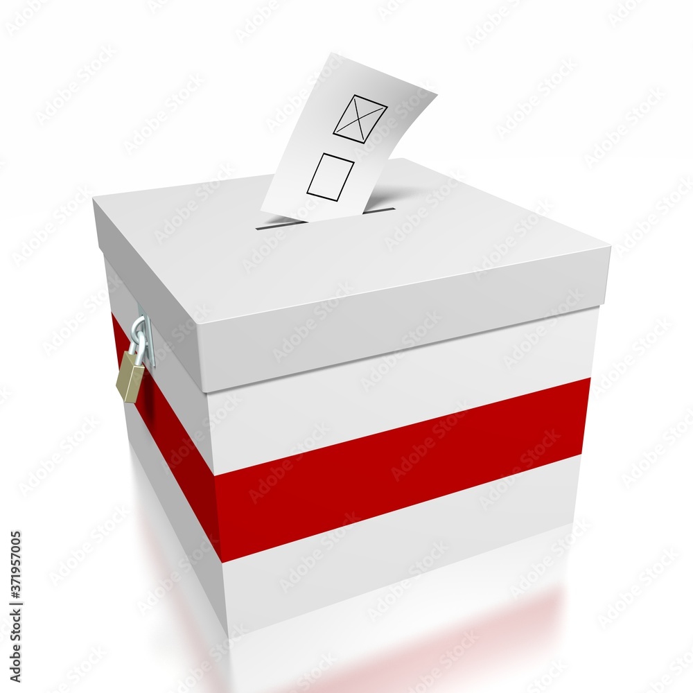 Voting in Belarus, ballot box - 3D illustration Voting in Belarus, ballot box - 3D illustration