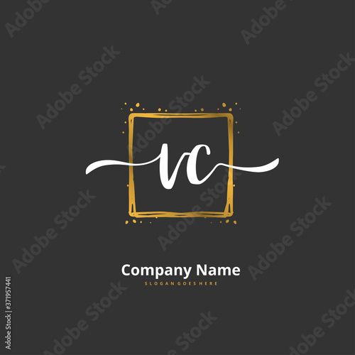V C VC Initial handwriting and signature logo design with circle. Beautiful design handwritten logo for fashion, team, wedding, luxury logo.