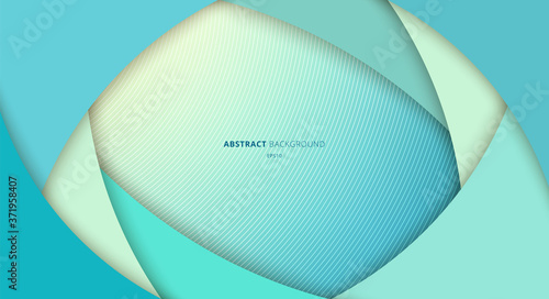 Abstract blue curve layer overlapping background. Paper art style.