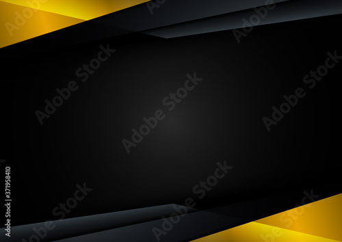 Template technology corporate concept abstract triangle geometric black and yellow on dark background