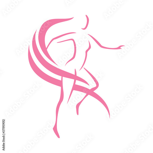 Beautiful woman silhouette for fitness, sport or weight loss program logo or emblem - isolated vector drawn picture
