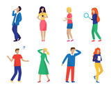 Cartoon Color Characters People Searching Concept. Vector