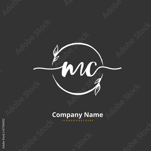 M C MC Initial handwriting and signature logo design with circle. Beautiful design handwritten logo for fashion, team, wedding, luxury logo.