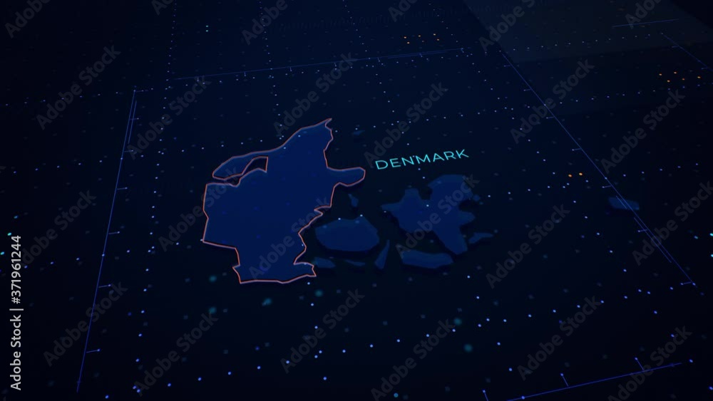 3d render of Denmark map. Camera flying through digital space. 3d render of Denmark map. Camera flying through digital space.