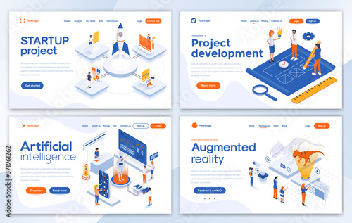Flat Modern design of Landing page template - IT set