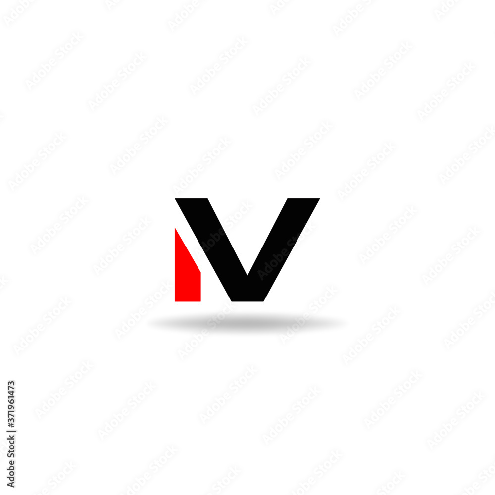 N letter logo or NV LOGO red and black vector. N letter logo or NV LOGO red and black vector.