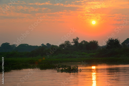 Cuiaba river at sunrise, Pantanal, Mato Grosso, Brazil