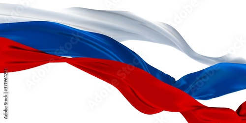 3d illustration of Russian tricolor Flag Ribbons Waving - Isolated