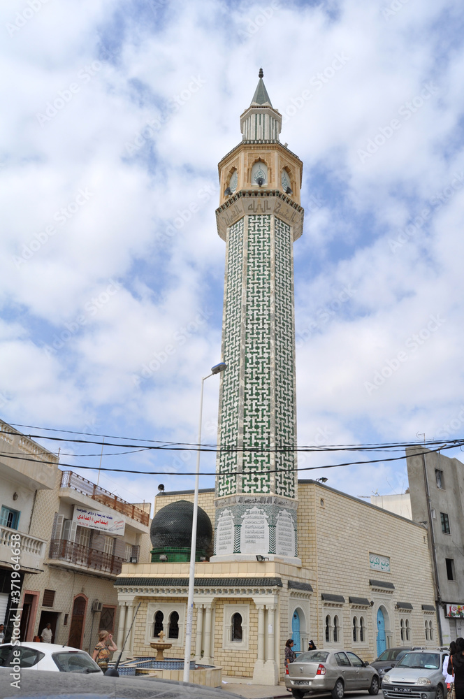 Minaret of a mosque in Tunisia.