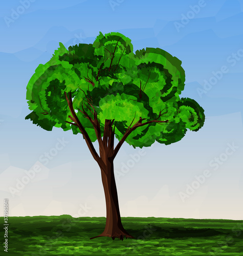 abstract landscape with green tree