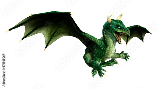 3D Rendering Fairy Tale Dragon on White