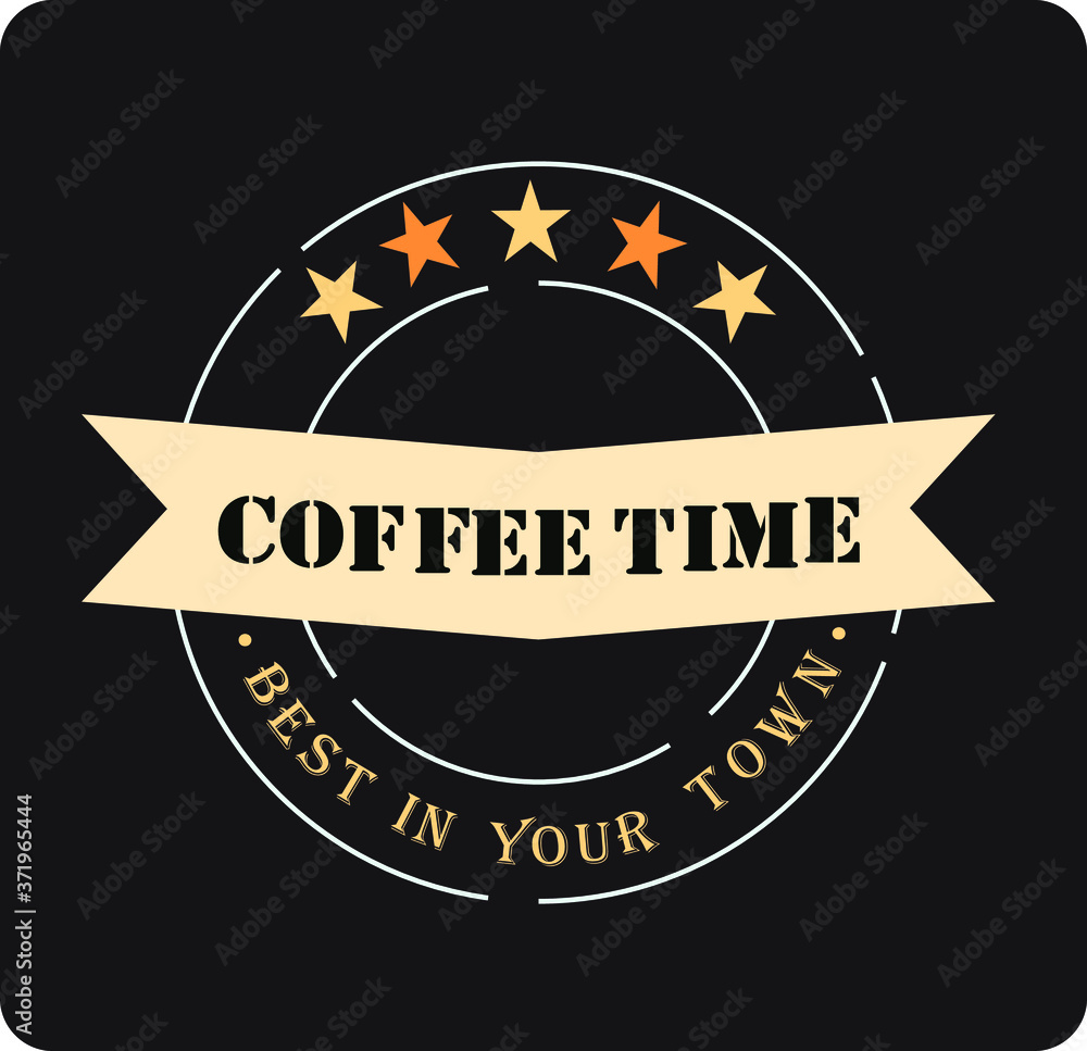 This is a coffee stamp on a dark background, coffee time, coffee, coffee house. This is a coffee stamp on a dark background, coffee time, coffee, coffee house.