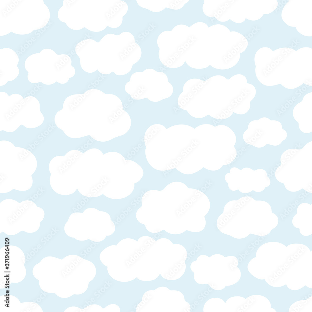 Seamless pattern with hand drawn clouds. Vector cartoon sky.