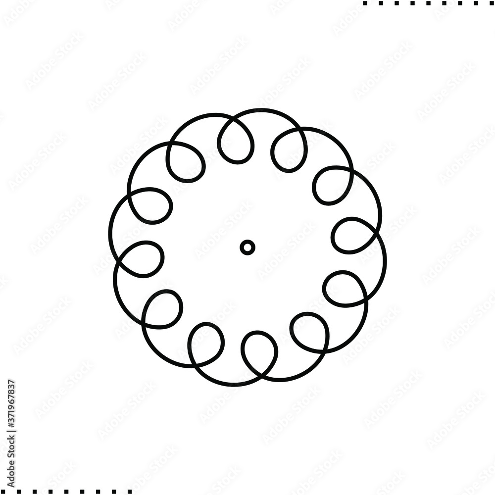 Jupiter orbit track, planet paths traced vector icon in outlines Jupiter orbit track, planet paths traced vector icon in outlines