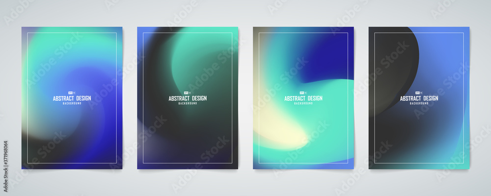 Abstract color design of blue and green hologram mesh design brochure set template. illustration vector eps10