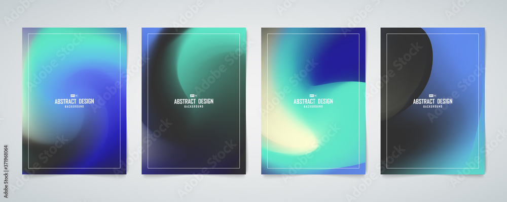 Fototapeta premium Abstract color design of blue and green hologram mesh design brochure set template. illustration vector eps10