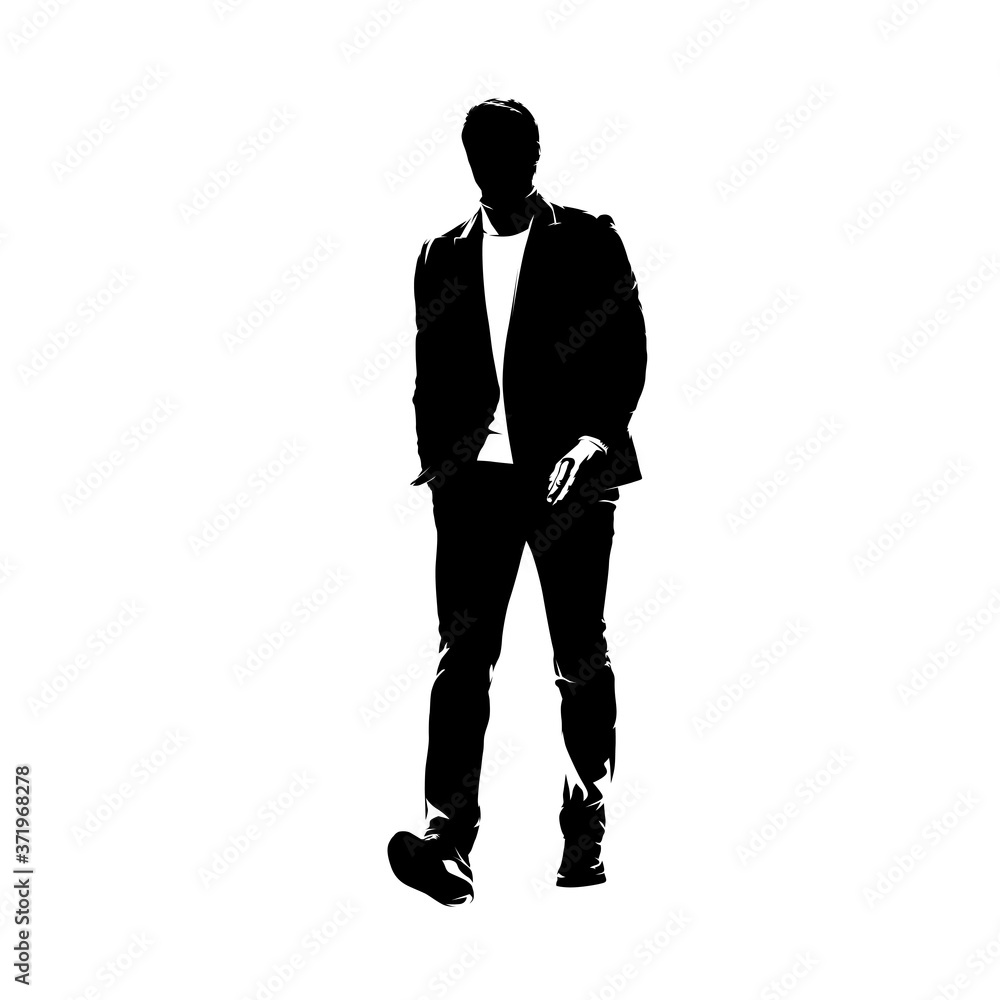 Businessman walking forward, abstract vector silhouette, ink drawing. Isolated business people Businessman walking forward, abstract vector silhouette, ink drawing. Isolated business people
