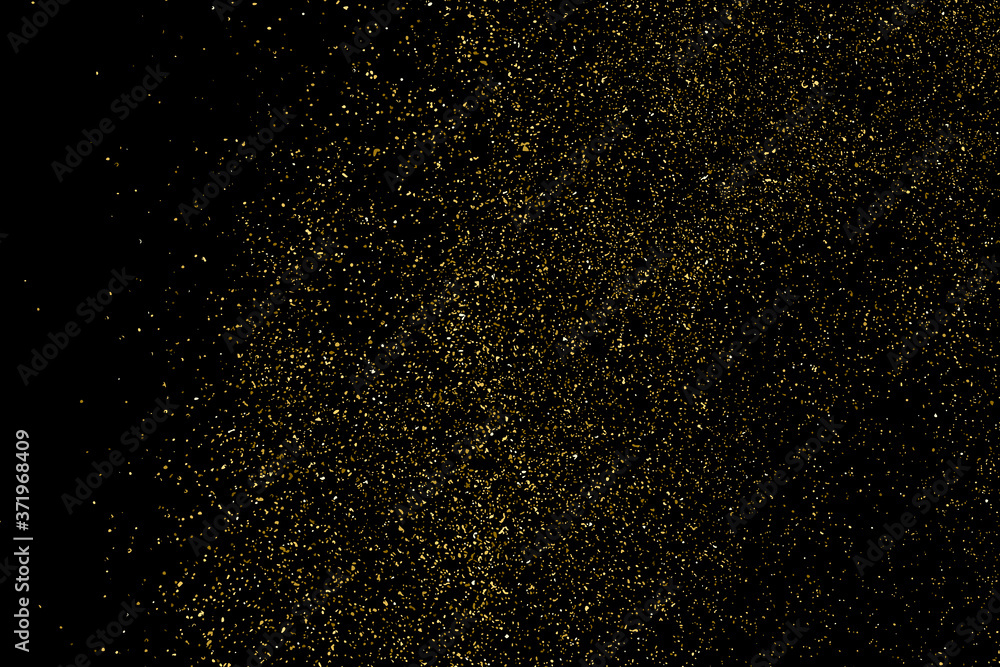 Gold Glitter Texture Isolated on Black Background. Golden stardust. Amber Particles Color. Sparkles Rain. Vector Illustration, Eps 10. Gold Glitter Texture Isolated on Black Background. Golden stardust. Amber Particles Color. Sparkles Rain. Vector Illustration, Eps 10.