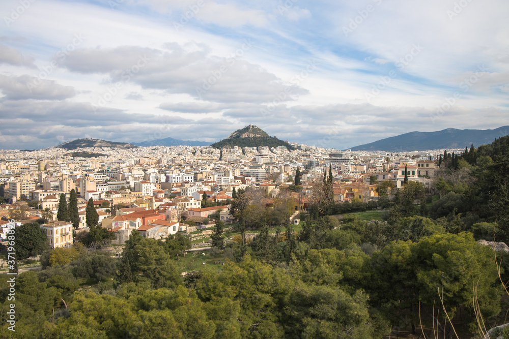 View over Athens, featuring Mount Lycabettus, Greece