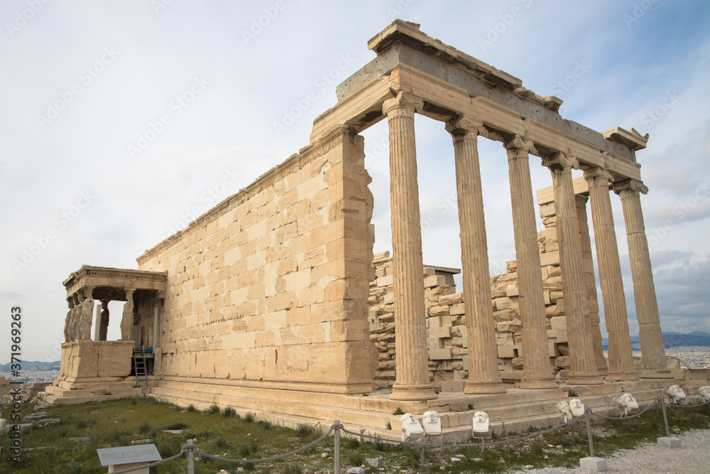 Fototapeta premium Views of the Erechtheion Temple on the Acropolis, Athens, Greece
