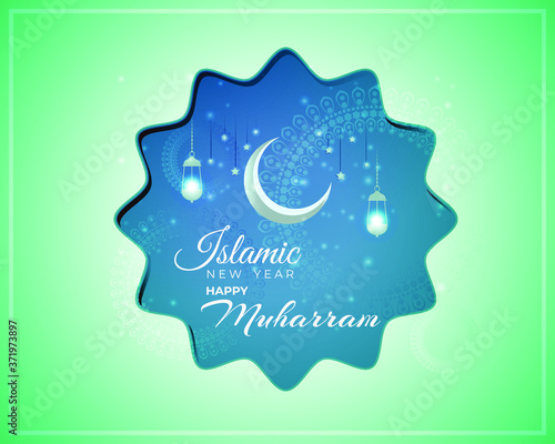 festive concept background for Islamic festival-Islamic new year, new Hijari year- happy muharram vector illustration 