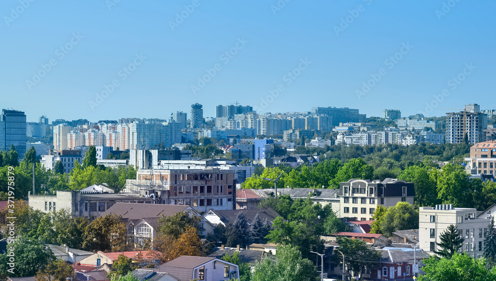 Chisinau city center panorama with buildings in Moldova