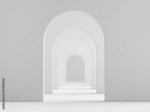 Fotografiet White acrhitecture arc rhythm background - 3d rendering