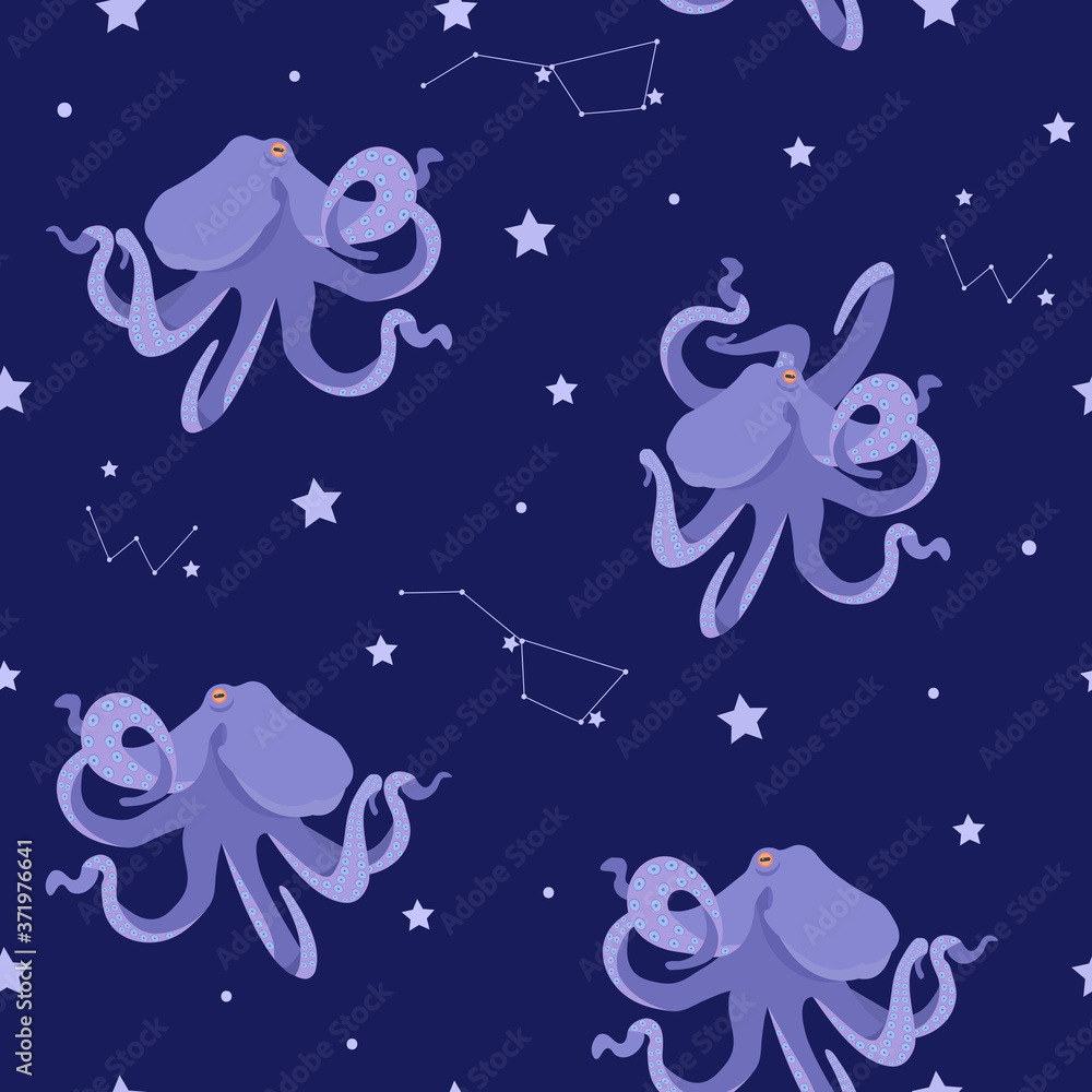 Seamless vector illustration with octopuses Seamless vector illustration with octopuses