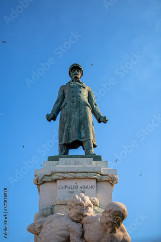 View of the statue of the Portuguese navy officer and colonial administrator Carvalho Araujo in the city center of Vila Real photo