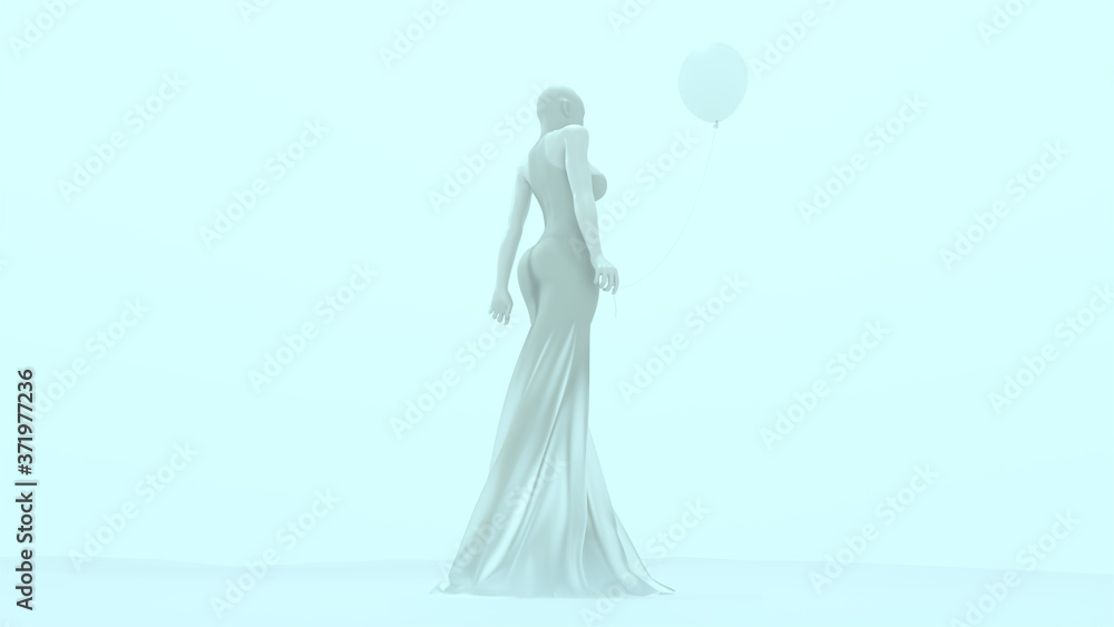 Snow Queen with Balloon In a Transparent Haute Couture Dress 3d illustration 3d render Snow Queen with Balloon In a Transparent Haute Couture Dress 3d illustration 3d render