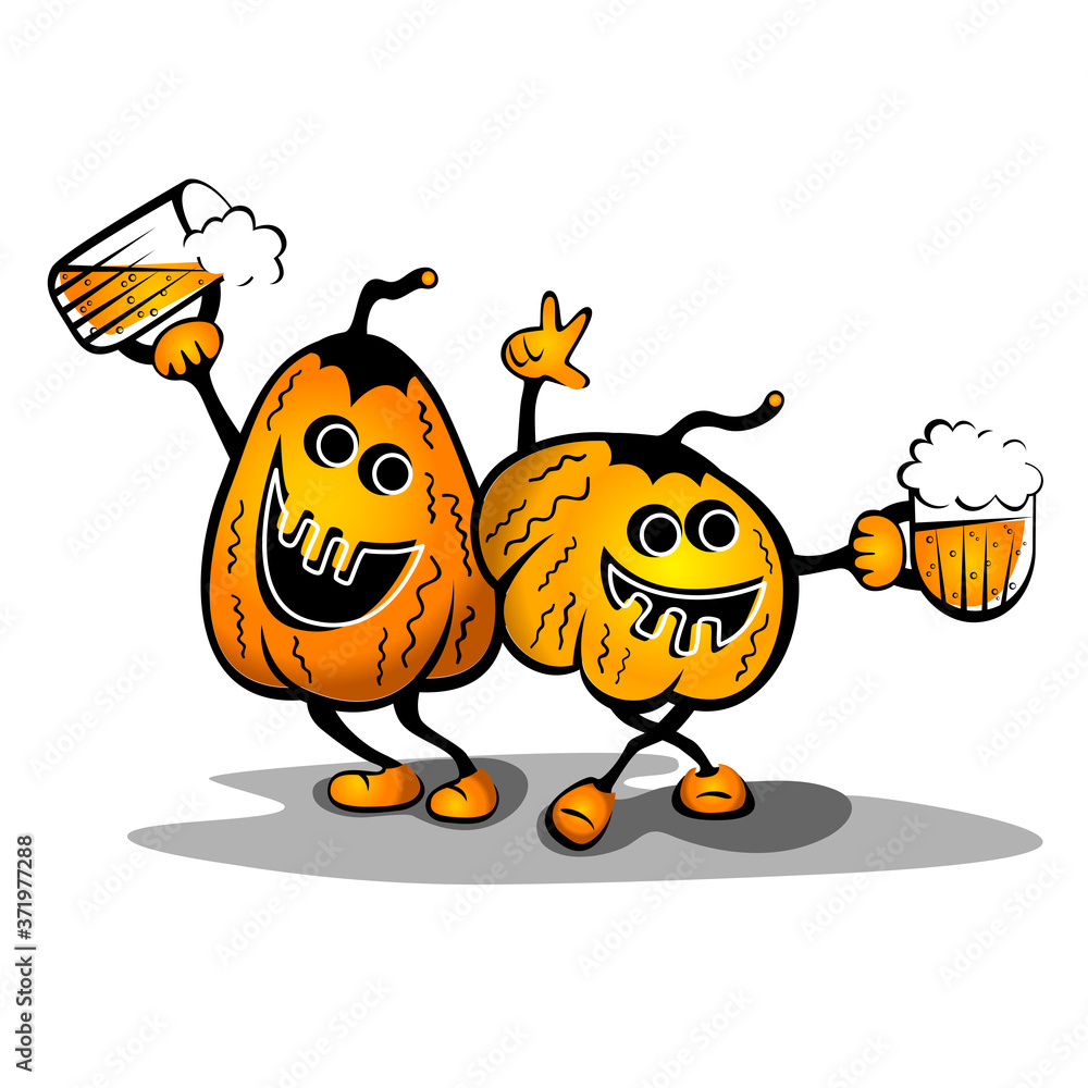 Obraz premium Halloween pumpkins with mugs