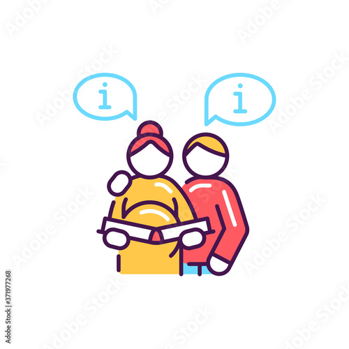Courses for future parents color line icon. Pictogram for web, mobile app, promo. UI UX design element.