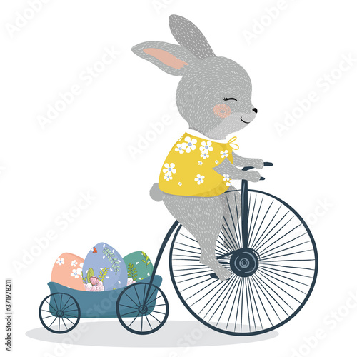 Cute bunny vector illüstration for happy easter.