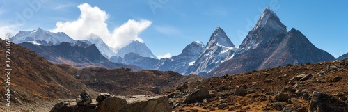 Mount Everest, Cholo, Kangchung peak and Nirekha peak photo