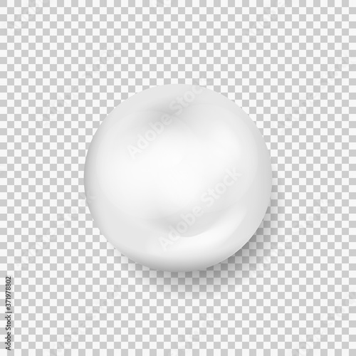 Shiny realistic white pearl icon on white background isolated on white background. Vector illustration.