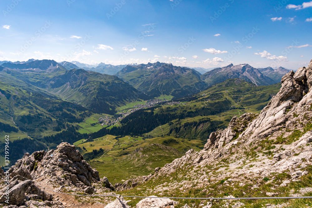 Climbing the Karhorn Via Ferrata near Warth Schrocken in the Lechquellen Mountains Climbing the Karhorn Via Ferrata near Warth Schrocken in the Lechquellen Mountains