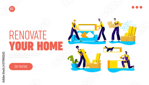 Home renovation, relocation, furniture delivery and assembly service company landing page template