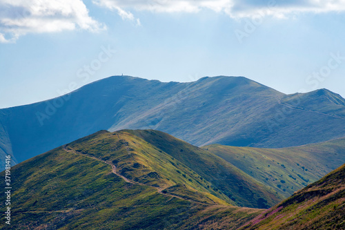 landscape with shallow depth of field. bright mountain landscape