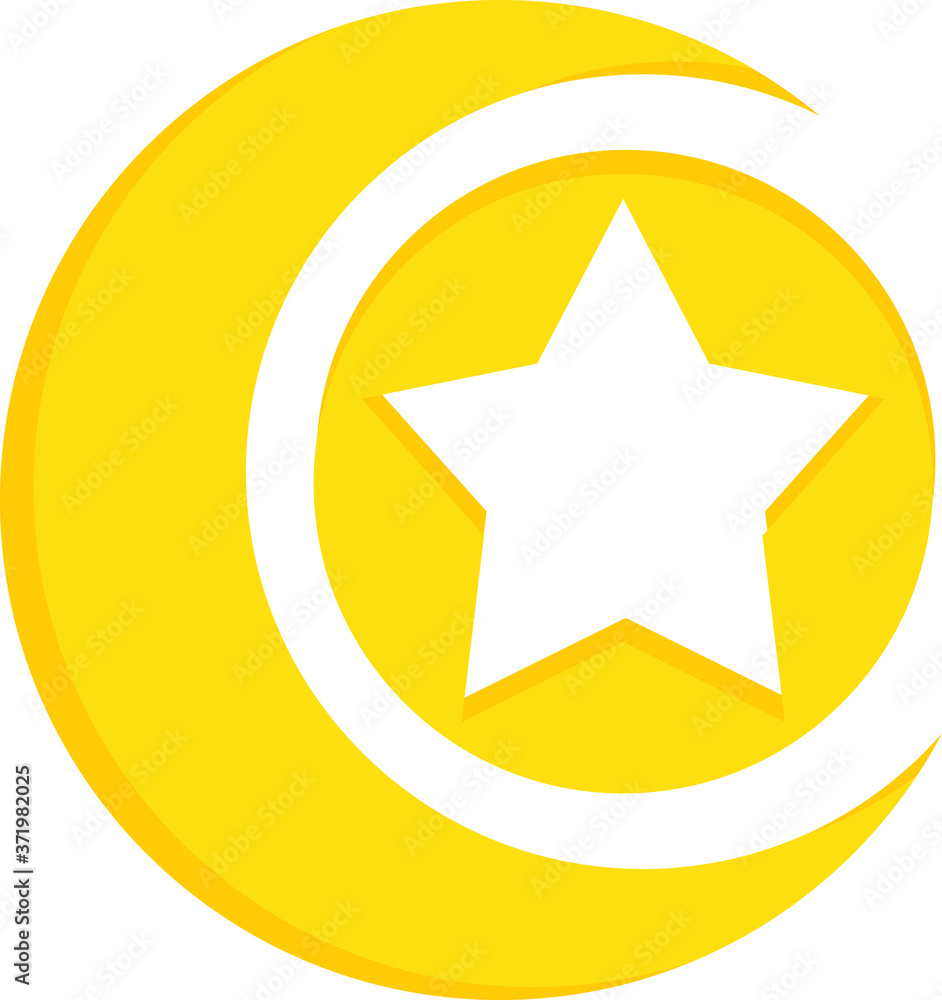 Vector Design of a Crescent Moon and Star Logo in Yellow Vector Design of a Crescent Moon and Star Logo in Yellow