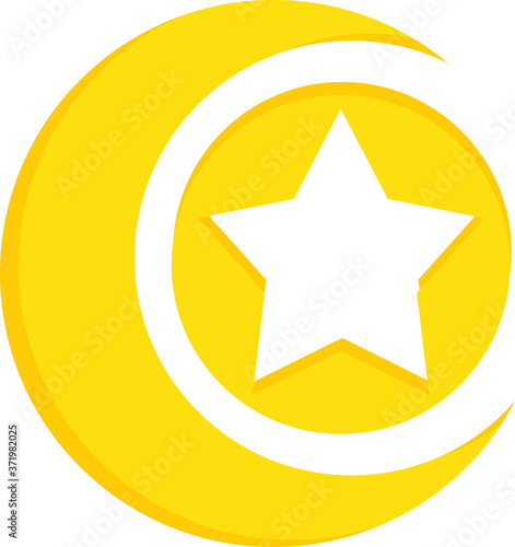 Vector Design of a Crescent Moon and Star Logo in Yellow