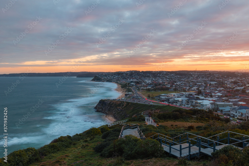 Sunset view along the Anzac memorial walk, Newcastle, Australia. Sunset view along the Anzac memorial walk, Newcastle, Australia.