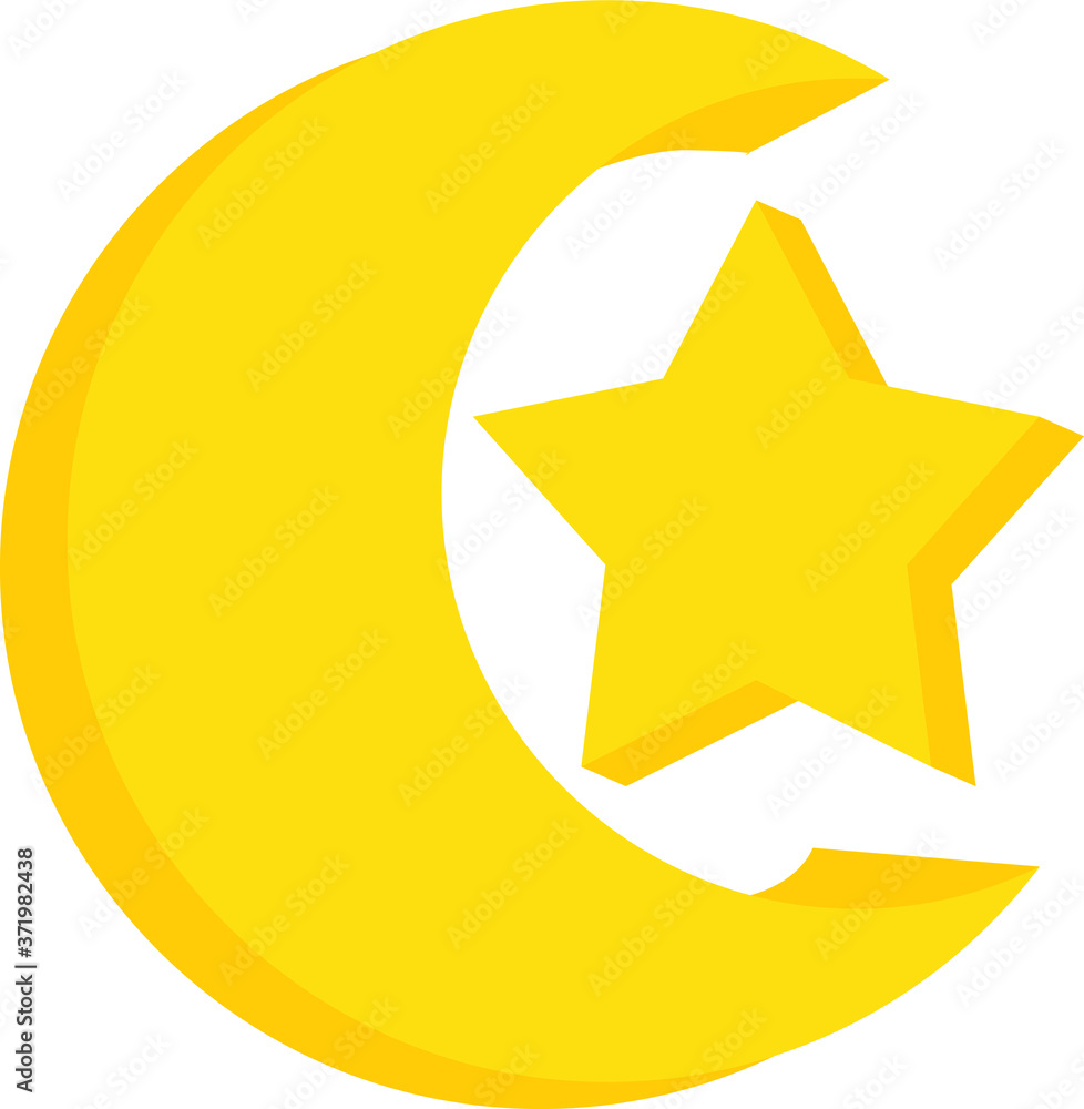 Vector Design of a Crescent Moon and Star Logo in Yellow