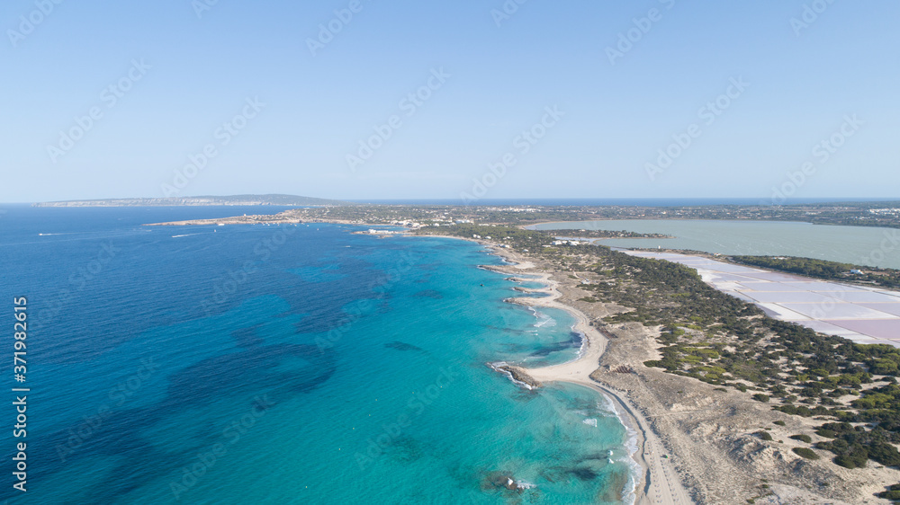 incredible beaches seen from the air with turquoise sea.