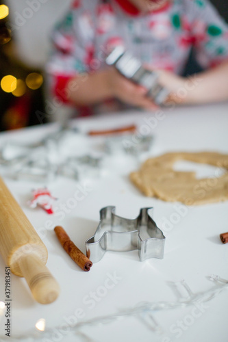 Christmas baking background with cookies