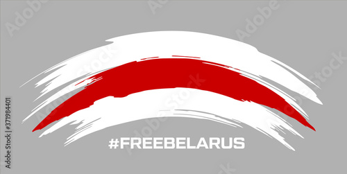 Belarus white-red-white flag. Elections in Belarus 2020. Long live Belarus. Symbol of protest and disagreement. Vector stock illustration. Gray background