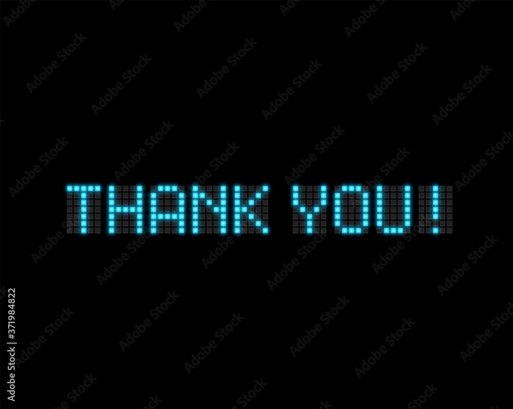 'Thank you!' text written with realistic neon font, vector illustration